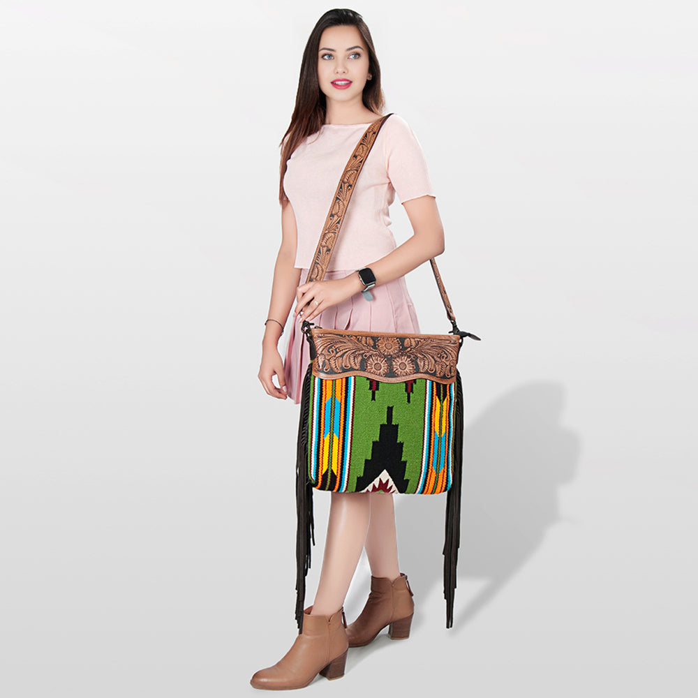 American Darling Signature Crossbody Hand Tooled Saddle Blanket Genuine Leather Women Bag Western Handbag Purse