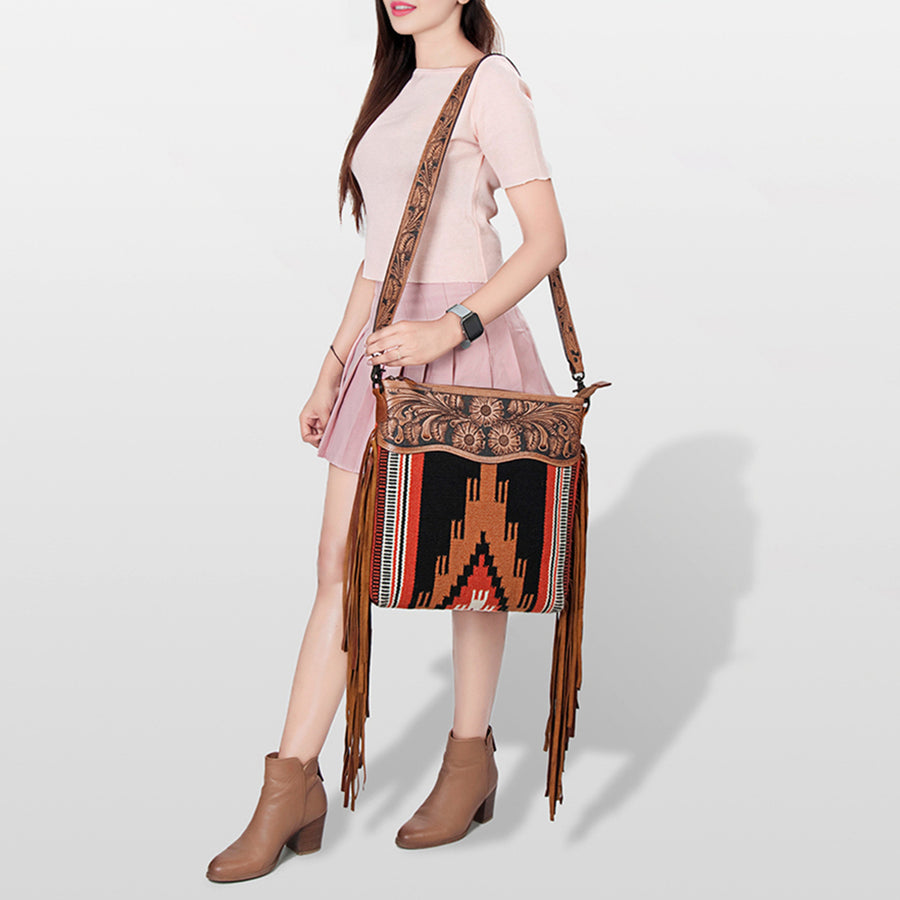 American Darling Signature Crossbody Hand Tooled Saddle Blanket Genuine Leather Women Bag Western Handbag Purse