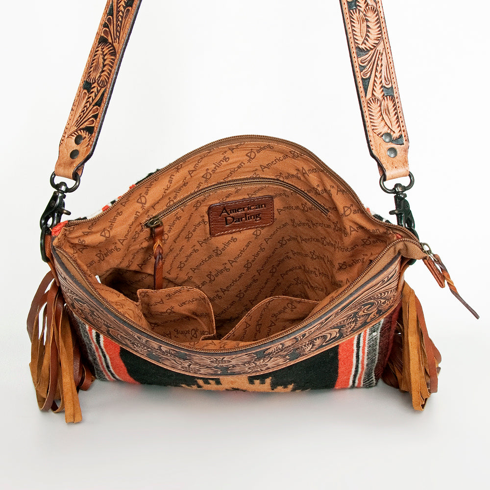American Darling Signature Crossbody Hand Tooled Saddle Blanket Genuine Leather Women Bag Western Handbag Purse