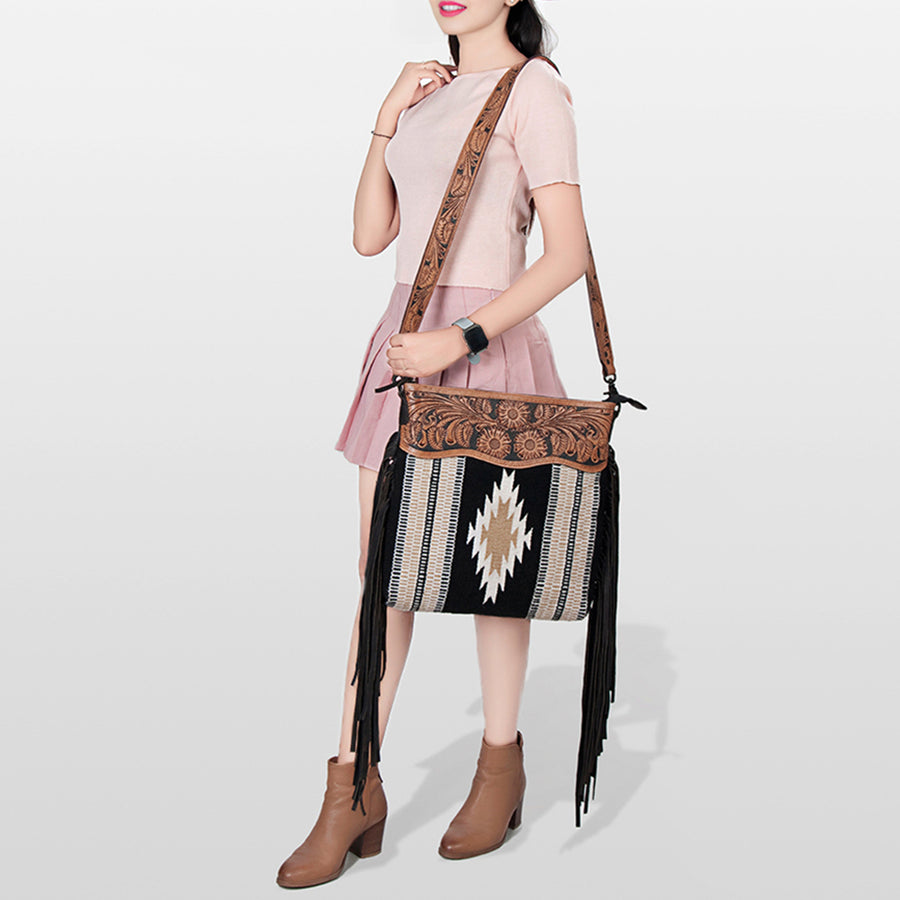 American Darling Signature Crossbody Hand Tooled Saddle Blanket Genuine Leather Western Women Bag Handbag Purse | for Cute