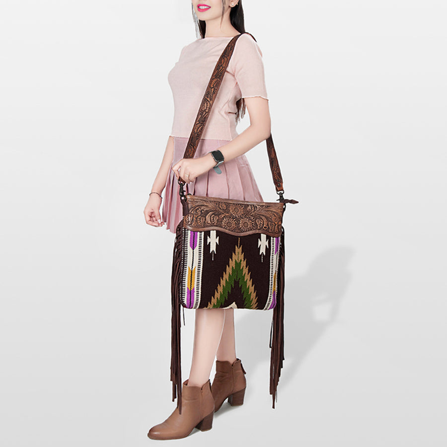 American Darling Signature Crossbody Hand Tooled Saddle Blanket Genuine Leather Western Women Bag Handbag Purse | for Cute