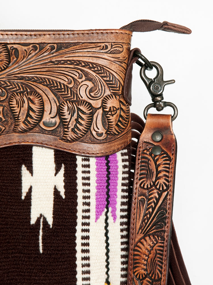 American Darling Signature Crossbody Hand Tooled Saddle Blanket Genuine Leather Western Women Bag Handbag Purse | for Cute