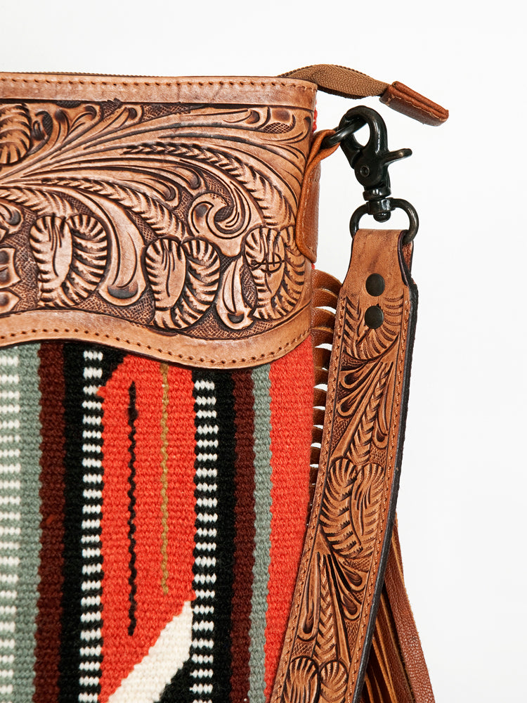 American Darling Signature Crossbody Hand Tooled Saddle Blanket Genuine Leather Women Bag Western Handbag Purse