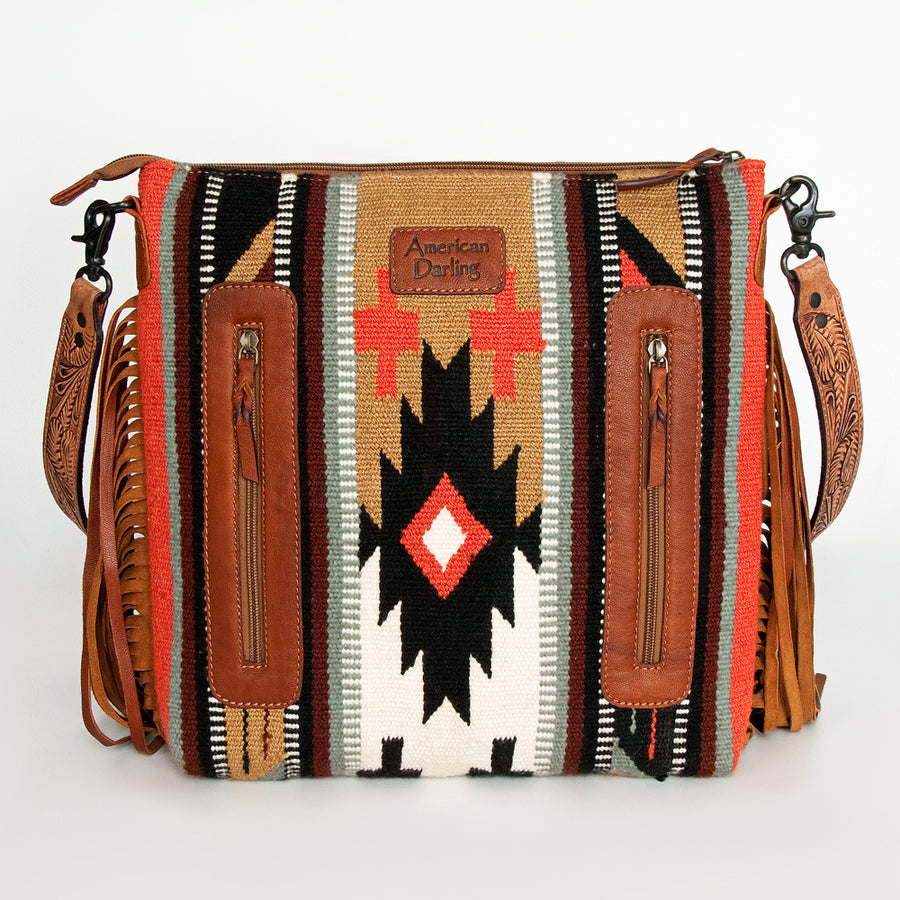American Darling Signature Crossbody Hand Tooled Saddle Blanket Genuine Leather Women Bag Western Handbag Purse