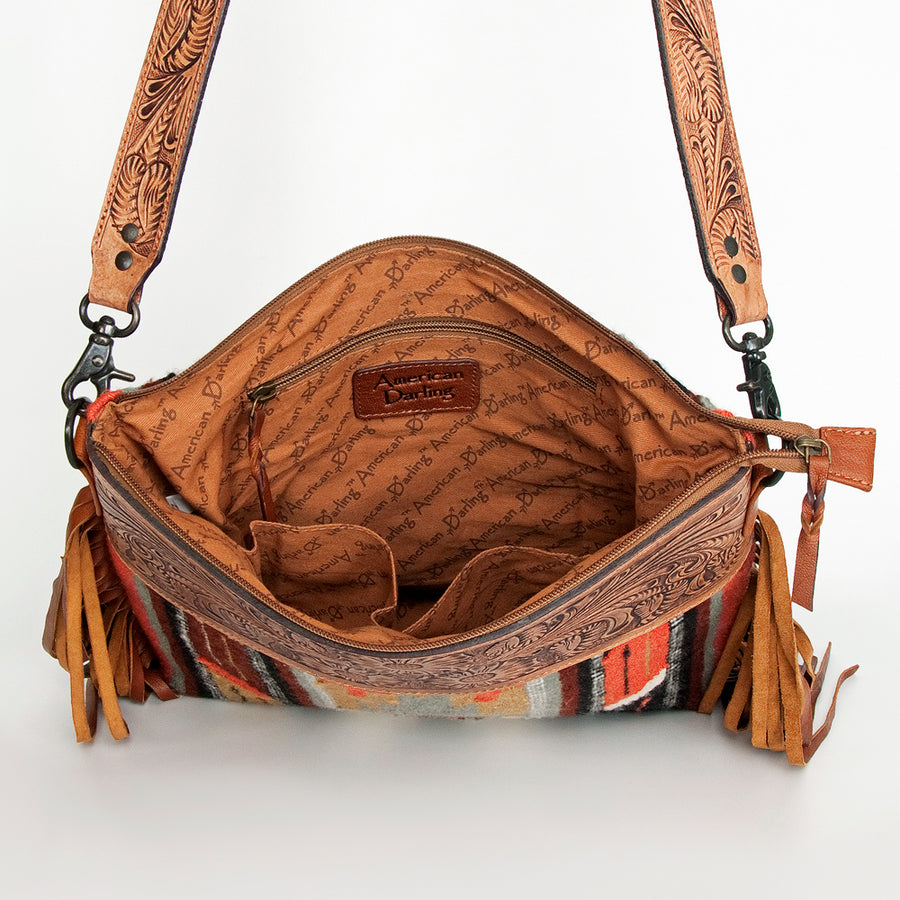 American Darling Signature Crossbody Hand Tooled Saddle Blanket Genuine Leather Women Bag Western Handbag Purse