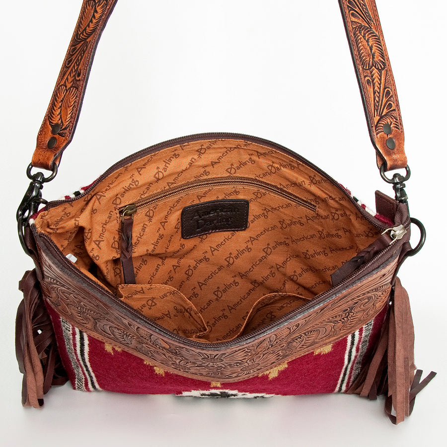 American Darling Signature Crossbody Hand Tooled Saddle Blanket Genuine Leather Western Women Bag Handbag Purse | for Cute