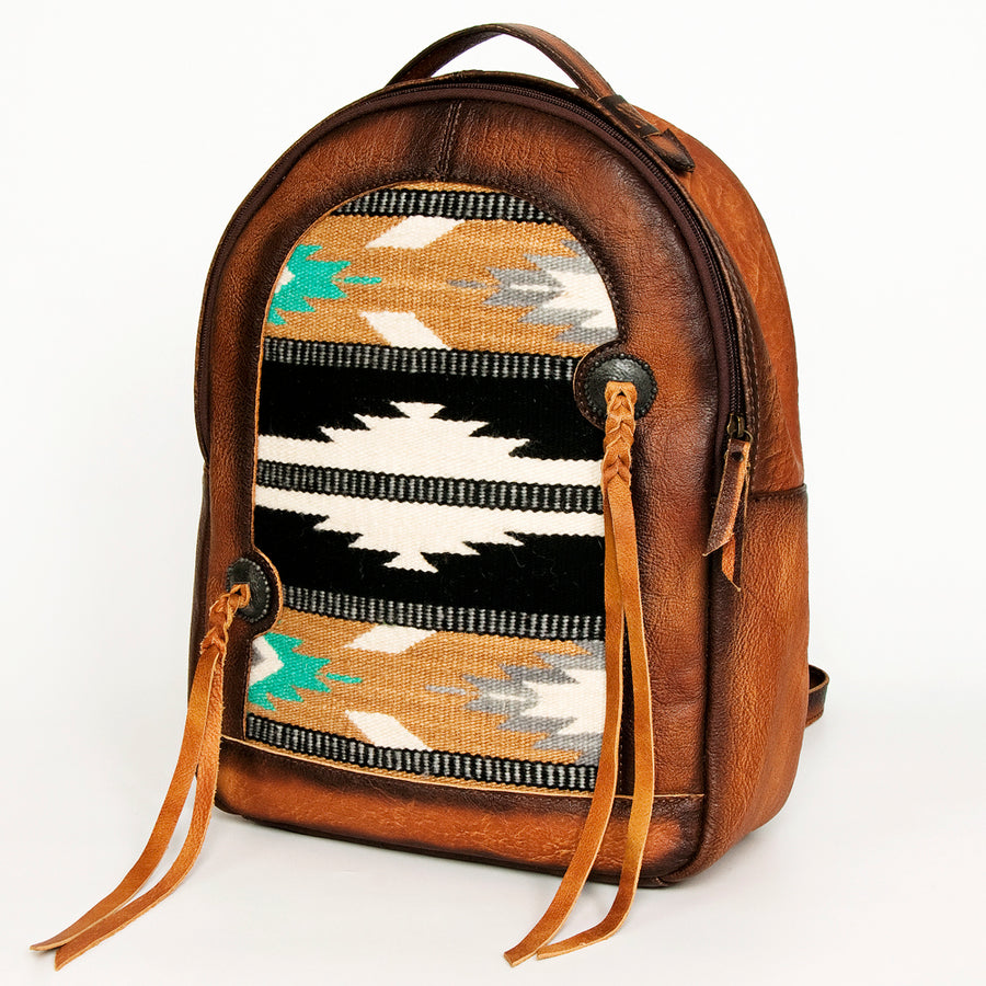 American Darling Western Saddle Blanket Backpack - Handwoven Genuine Leather - Uhorse