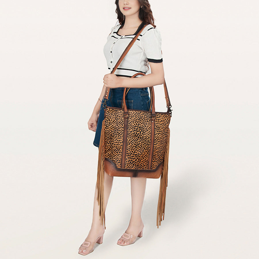 American Darling Women's Tote Bag Western Hair-On Genuine Leather Handbag and Ladies Purse