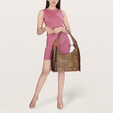 American Darling Hobo Hair-On Saddle Blanket Fabric Genuine Leather Western Women Bag | Handbag Purse Bags for Wallet Cute