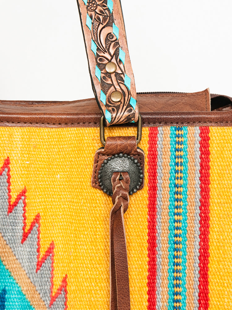 American Darling Women's Tote Bag Western Saddle Blanket Genuine Leather Handbag and Ladies Purse