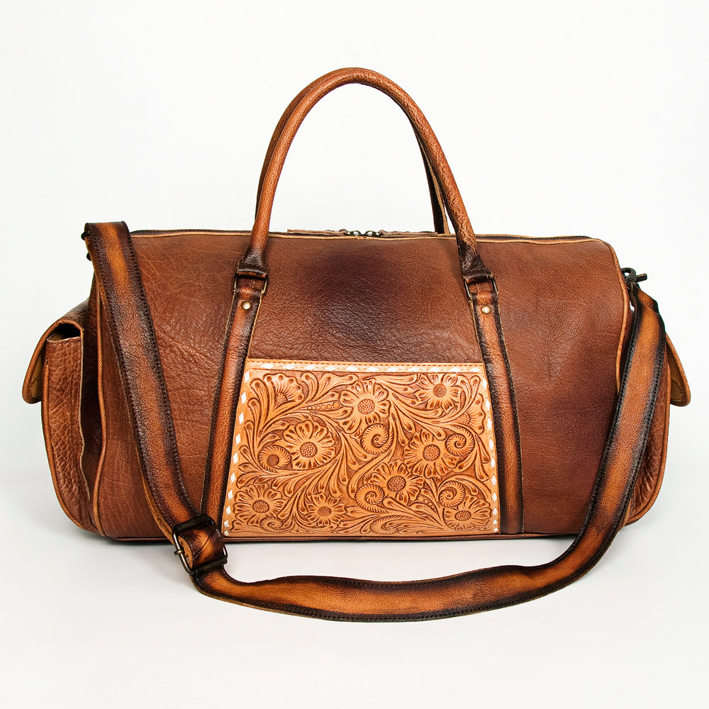 American Darling Duffel Hand Tooled Genuine Leather Western Women Bag | Handbag Duffle Weekend Travel Bags for
