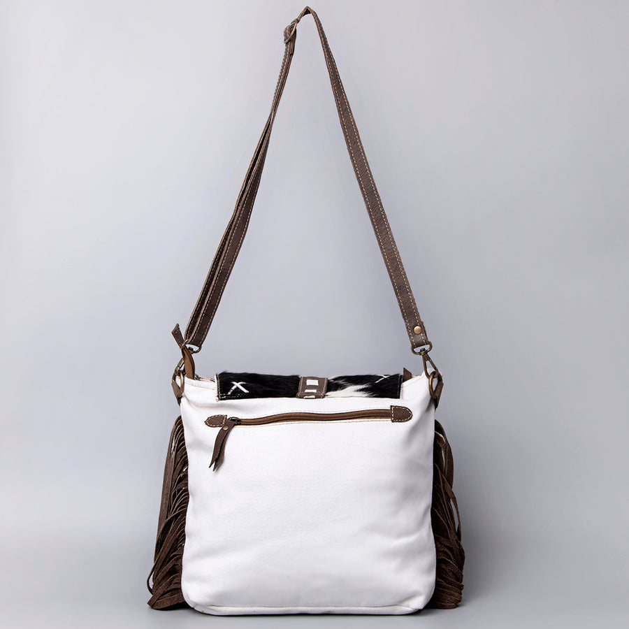 OHLAY Cross Body Upcycled Wool Canvas Hair-On Genuine Leather Women Bag Western Handbag Purse Womens Handbags Belt for Summer