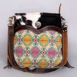 OHLAY KB471 Cross Body Upcycled Wool Upcycled Canvas Embossed Hair-On Genuine Leather women bag western handbag purse