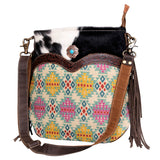 OHLAY KB471 Cross Body Upcycled Wool Upcycled Canvas Embossed Hair-On Genuine Leather women bag western handbag purse