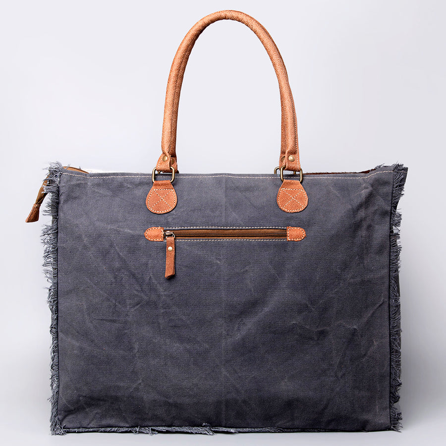 OHLAY Weekender Upcycled Wool Canvas Embossed Genuine Leather Women Bag Western Handbag Purse Womens Handbags Belt for Summer