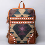 OHLAY Backpack Upcycled Wool Upcycled Canvas Genuine Leather women bag western handbag purse