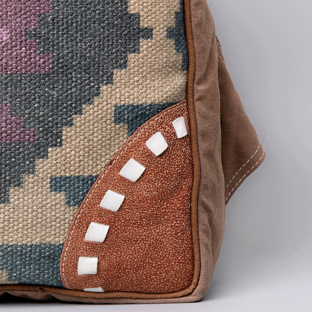 OHLAY Backpack Upcycled Wool Upcycled Canvas Genuine Leather women bag western handbag purse