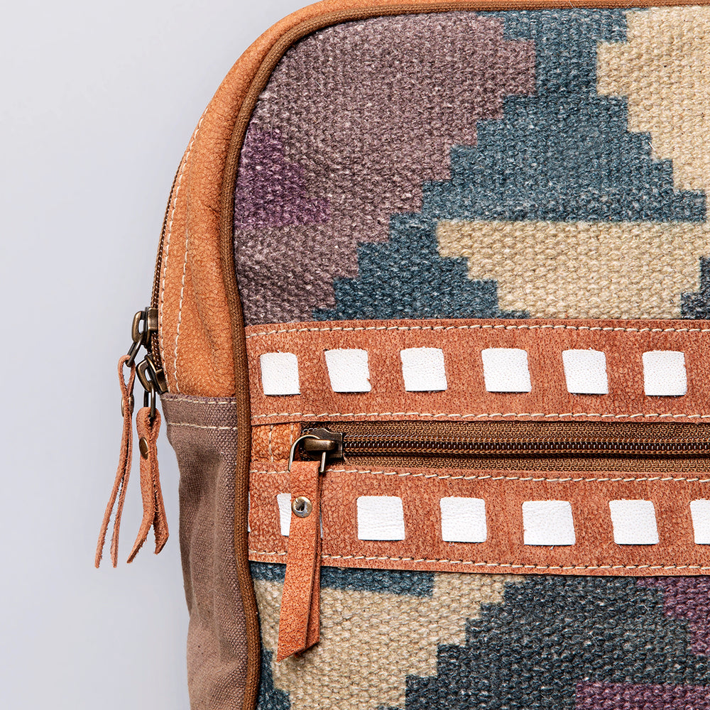 OHLAY Backpack Upcycled Wool Upcycled Canvas Genuine Leather women bag western handbag purse