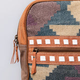 OHLAY Backpack Upcycled Wool Upcycled Canvas Genuine Leather women bag western handbag purse