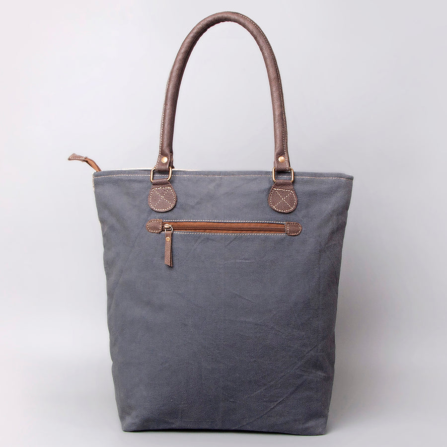 OHLAY KB481 TOTE Upcycled Wool Canvas Embossed Genuine Leather women bag western handbag purse
