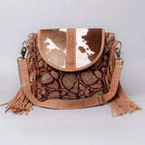 OHLAY KB483 Cross Body Upcycled Canvas Hair-On Genuine Leather women bag western handbag purse
