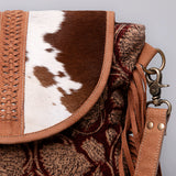 OHLAY KB483 Cross Body Upcycled Canvas Hair-On Genuine Leather women bag western handbag purse