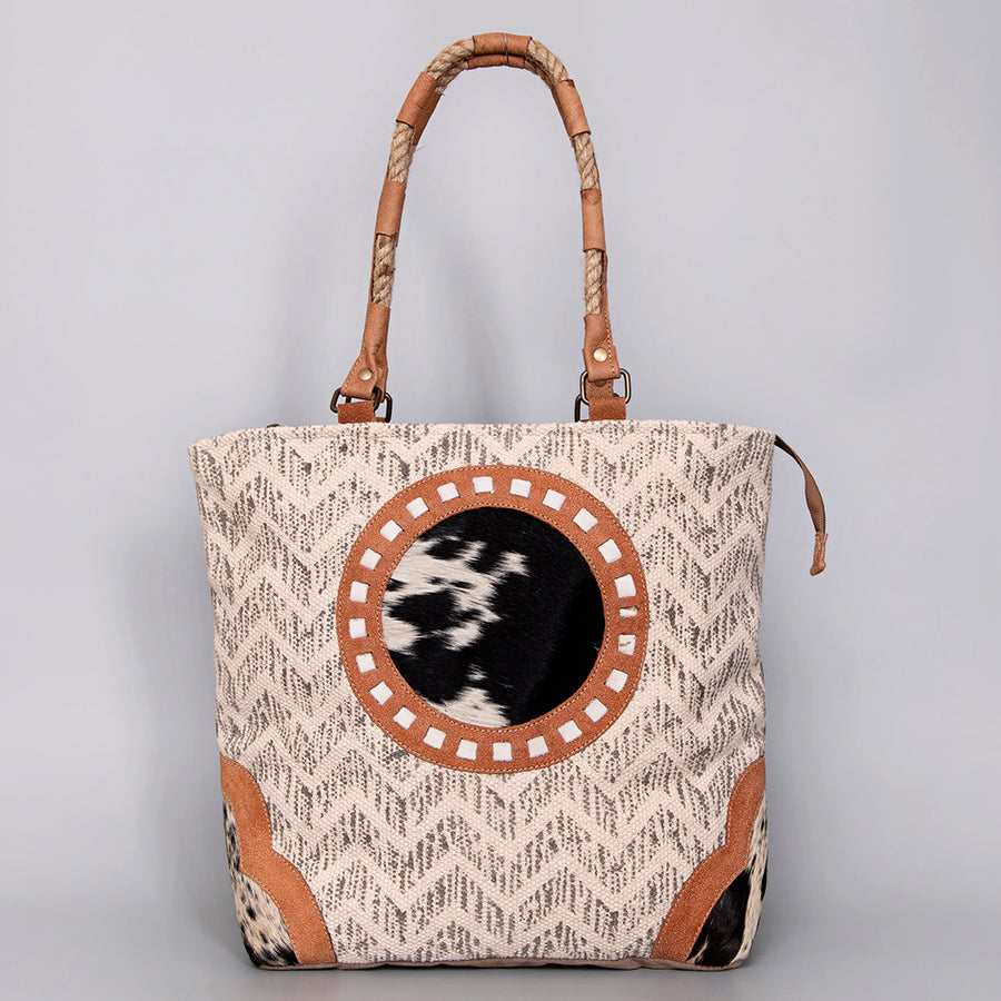 OHLAY KB487 TOTE Upcycled Wool Canvas Hair-on Genuine Leather women bag western handbag purse