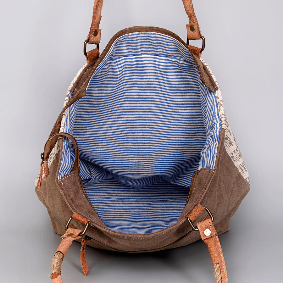 OHLAY KB487 TOTE Upcycled Wool Canvas Hair-on Genuine Leather women bag western handbag purse