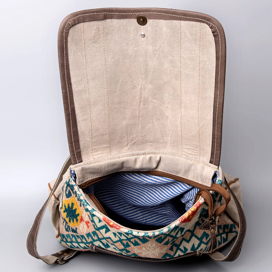 OHLAY Backpack Upcycled Canvas Hair-On Genuine Leather Women Bag Western Handbag Purse Womens Handbags Belt for Purses Summer