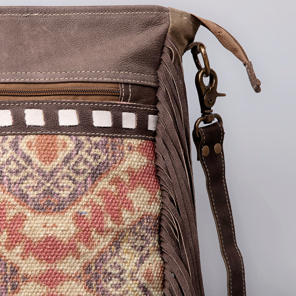 OHLAY KB489 Cross Body Upcycled Wool Upcycled Canvas Hair-On Genuine Leather women bag western handbag purse