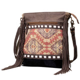 OHLAY KB489 Cross Body Upcycled Wool Upcycled Canvas Hair-On Genuine Leather women bag western handbag purse