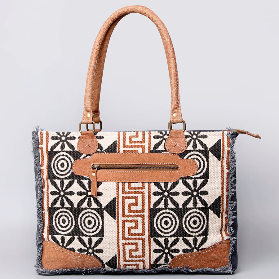 OHLAY KB491 TOTE Upcycled Wool Canvas Genuine Leather women bag western handbag purse