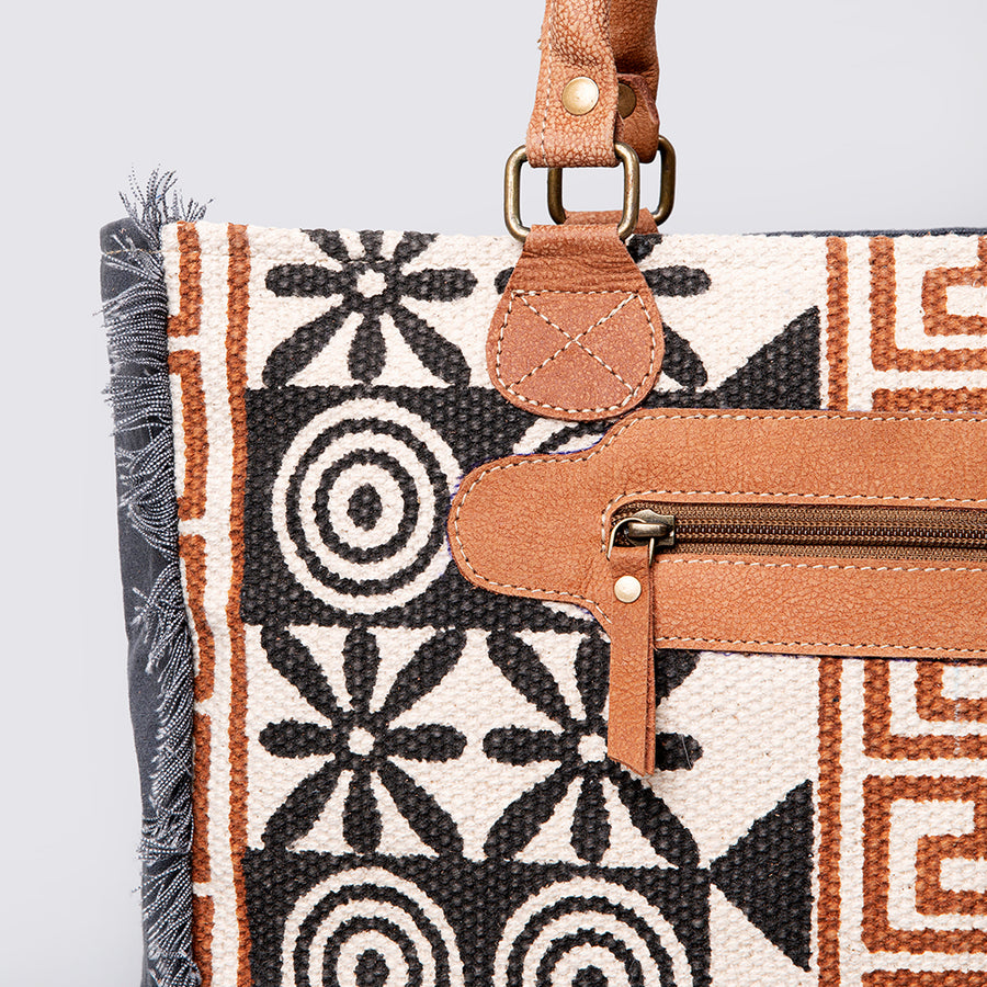 OHLAY KB491 TOTE Upcycled Wool Canvas Genuine Leather women bag western handbag purse
