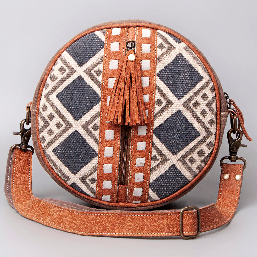 OHLAY Canteen Upcycled Canvas Genuine Leather Women's Bag Western Handbag Purse Women Handbags Belt for Purses Womens Summer