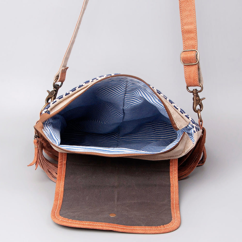 OHLAY KB494 Cross Body Upcycled Wool Upcycled Canvas Hair-On Genuine Leather women bag western handbag purse