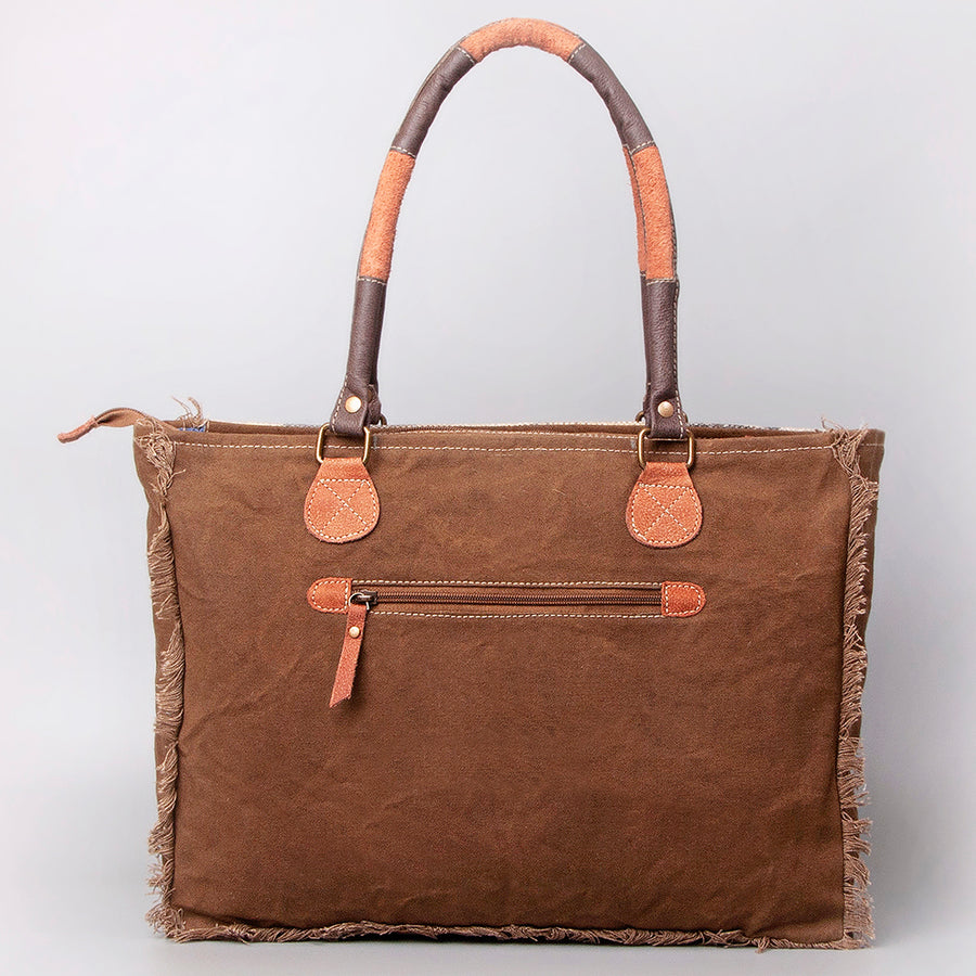 OHLAY WEEKENDER Upcycled Wool Canvas Embossed Hair-on Genuine Leather women bag western handbag purse