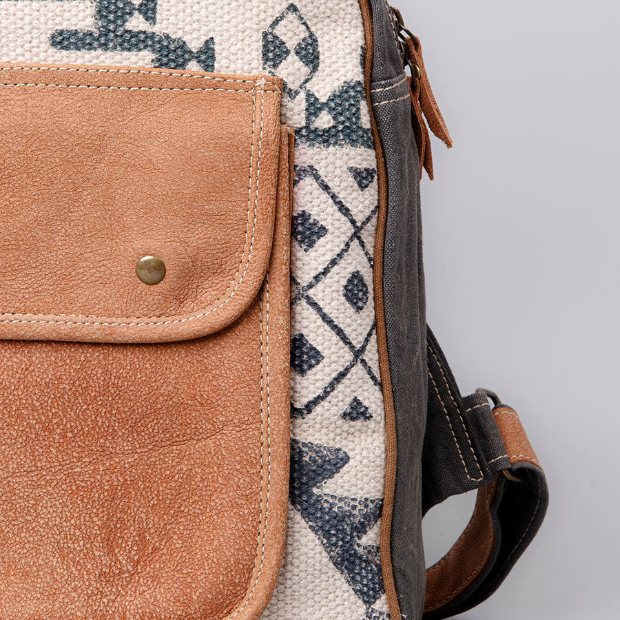 OHLAY Backpack Upcycled Canvas Genuine Leather Women Bag Western Handbag Purse | Womens Handbags Belt for Purses Summer