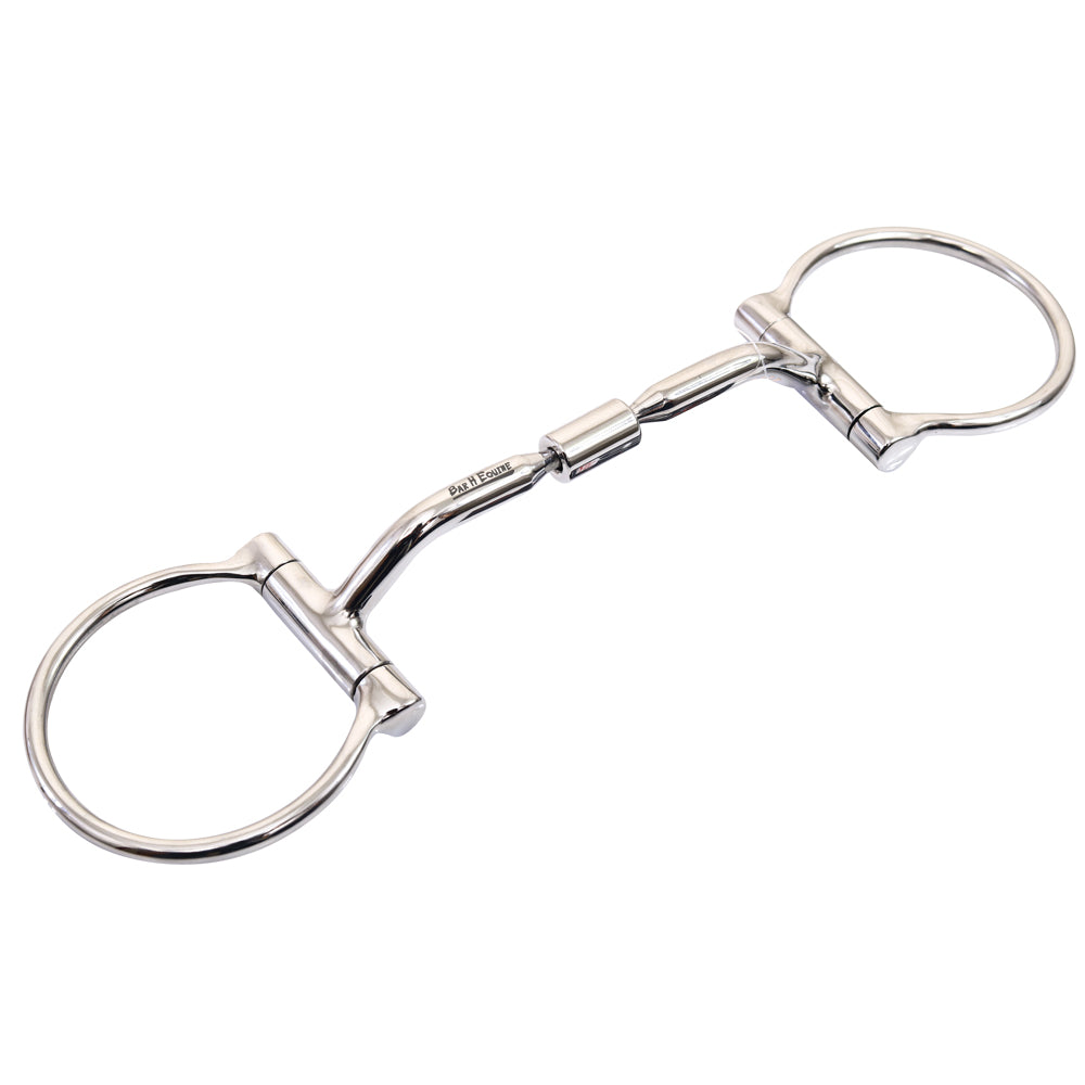 Bar H Equine Small Port D Ring Bit W/ Roller Bit Stainless Steel