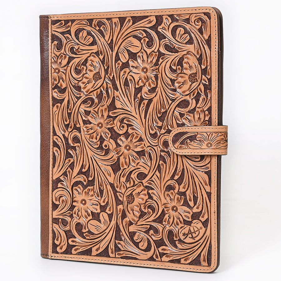 American Darling Hand-Tooled Floral Genuine Leather Western Portfolio Bag - Uhorse