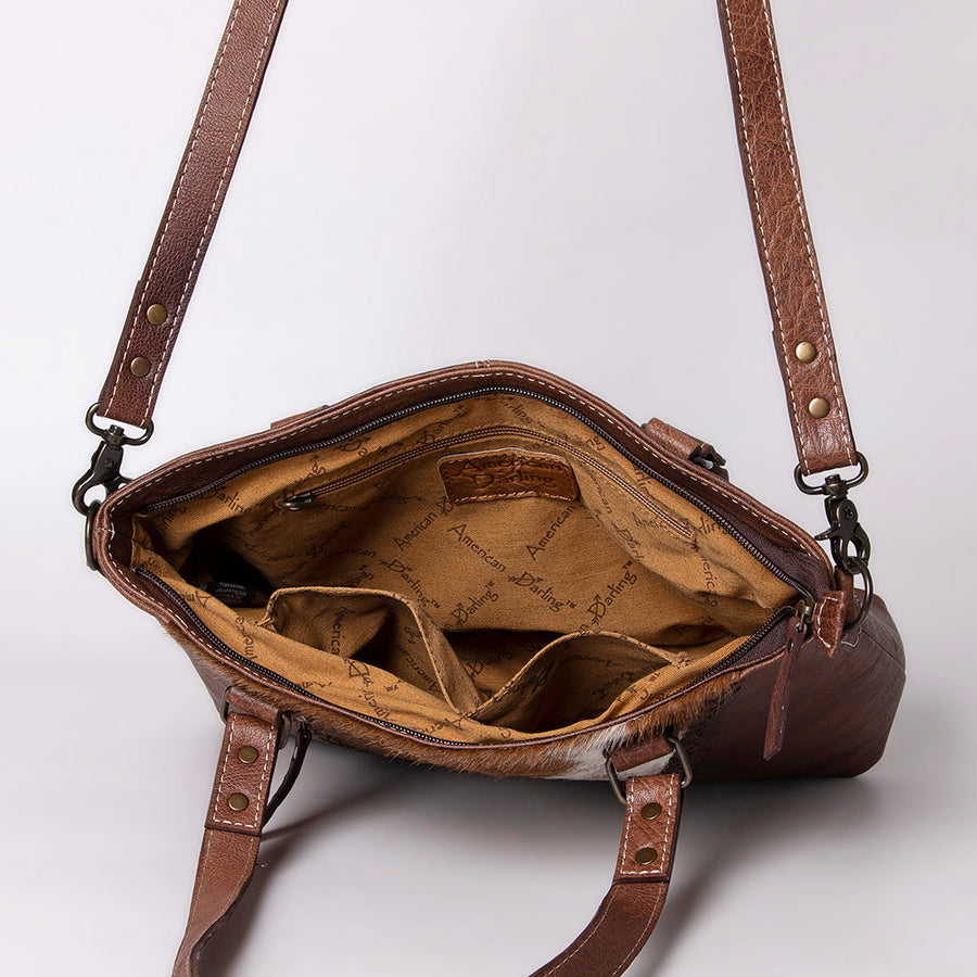 American Darling Leather Tote Bag – Hair-on Cowhide with Western Style Handbag, Premium Leather
