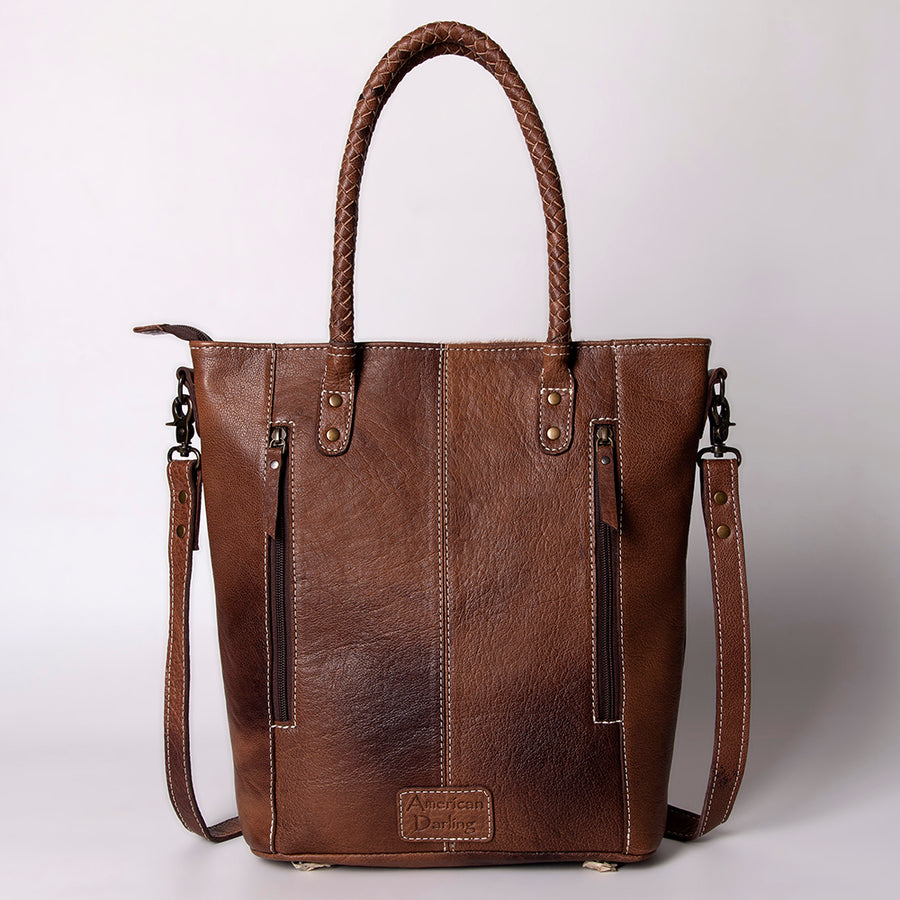 American Darling Leather Tote Bag – Hair-on Cowhide Accents, Premium Western Design, Spacious Handbag