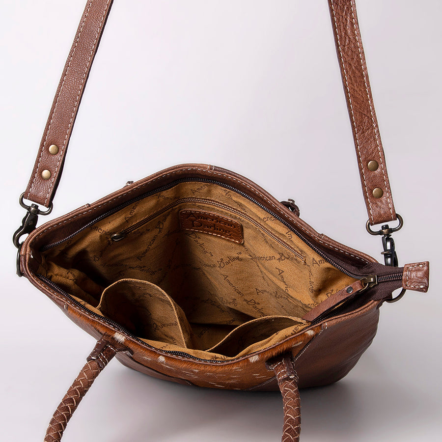 American Darling Leather Tote Bag – Hair-on Cowhide Accents, Premium Western Design, Spacious Handbag