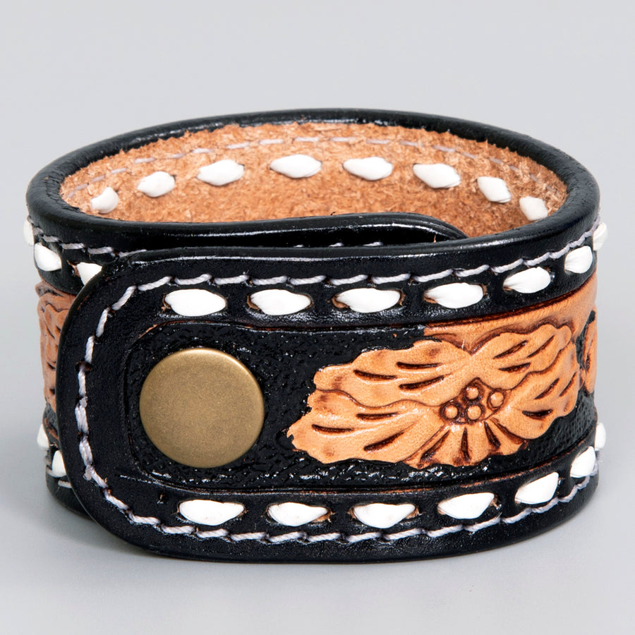 American Darling Bracelet Hand Tooled Carved Genuine Leather Women | Handmade Western Rustic