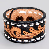 American Darling ADBRF202 Hand tooled carved Genuine Leather Bracelet women