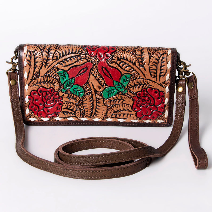 American Darling Organiser Bag, Hand Painted Western Leather, Vegetable Tanned Full Grain, 4in (H) X 8in (W) X 1.5in (D)