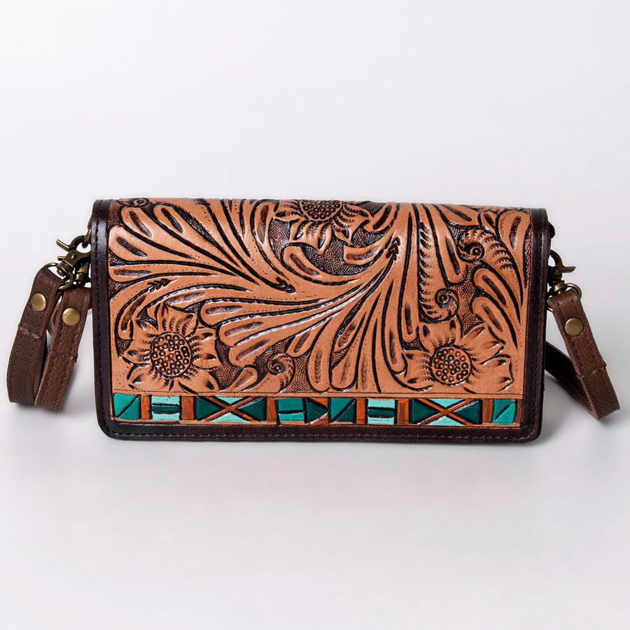 American Darling Organiser Bag, Hand Painted Western Leather, Vegetable Tanned Full Grain, 4in (H) X 8in (W) X 1.5in (D)