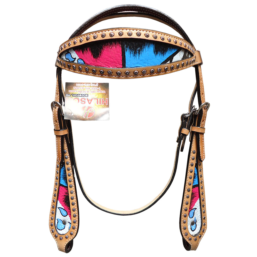 HILASON Western Horse Headstall Bridle American Leather Tan | for Horses Headstalls