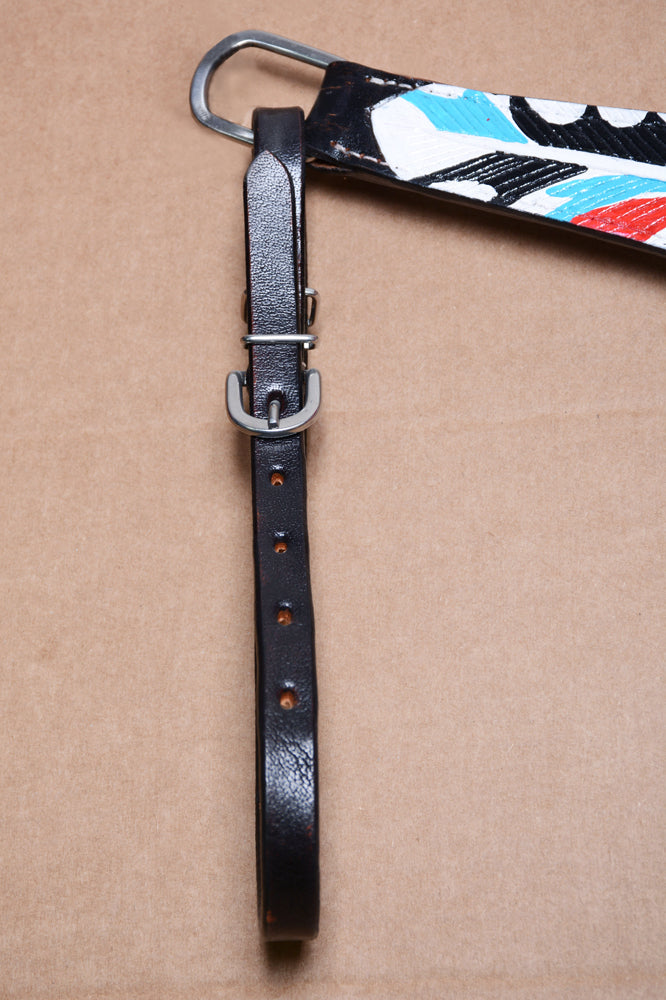 HILASON Western Horse Genuine Leather Printed Breast Collar Black