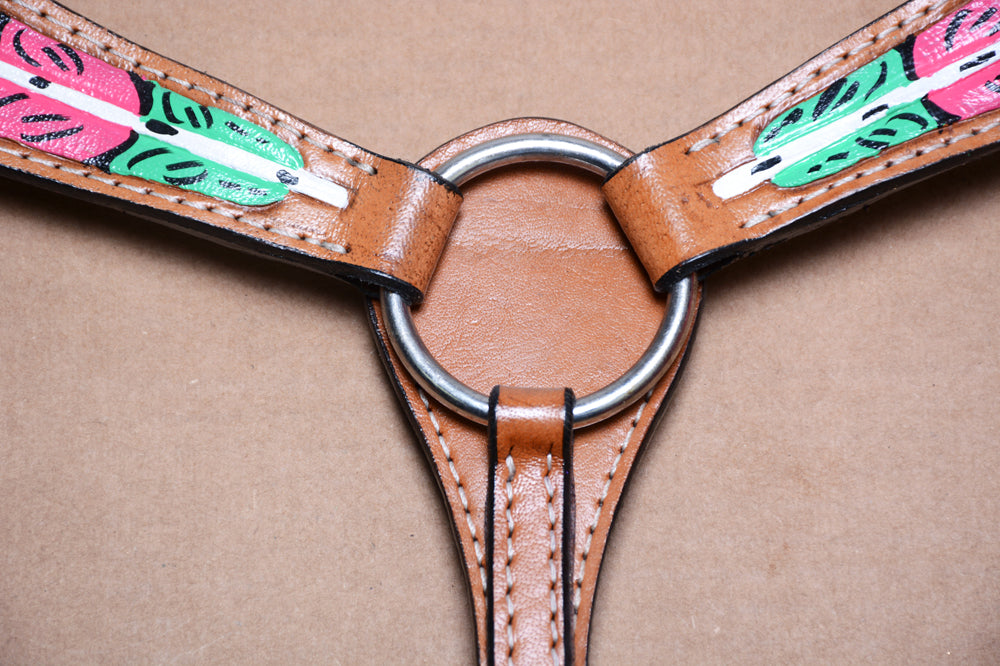 HILASON Western Horse Genuine Leather Breast Collar Tan