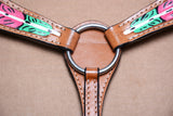 HILASON Western Horse Genuine Leather Breast Collar Tan